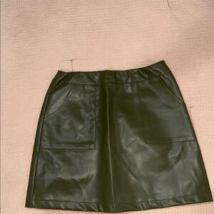 Olive Green Leather Skirt